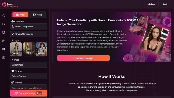 mydreamcompanion unfiltered image generator