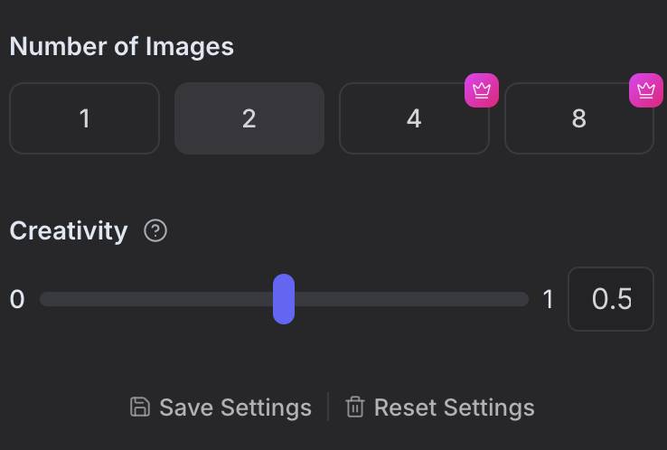 step4 - choose number of images and creativity level