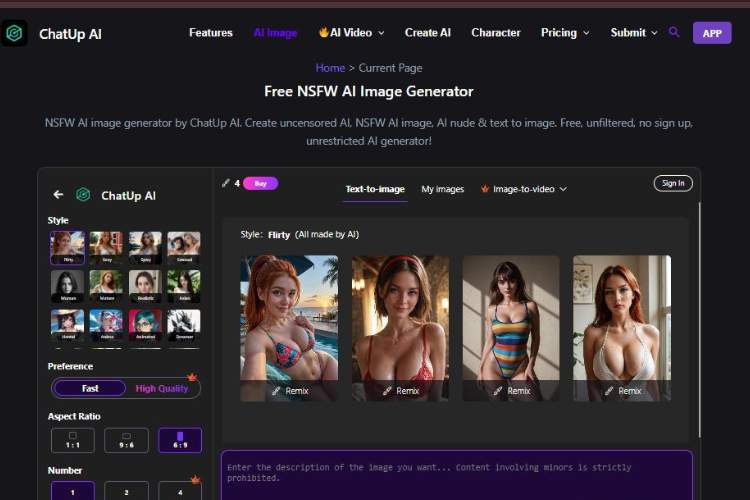 chatup ai nsfw image generator