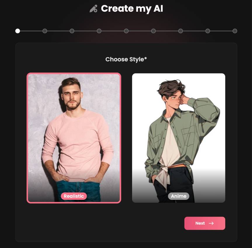 step1 - choose style of the boyfriend