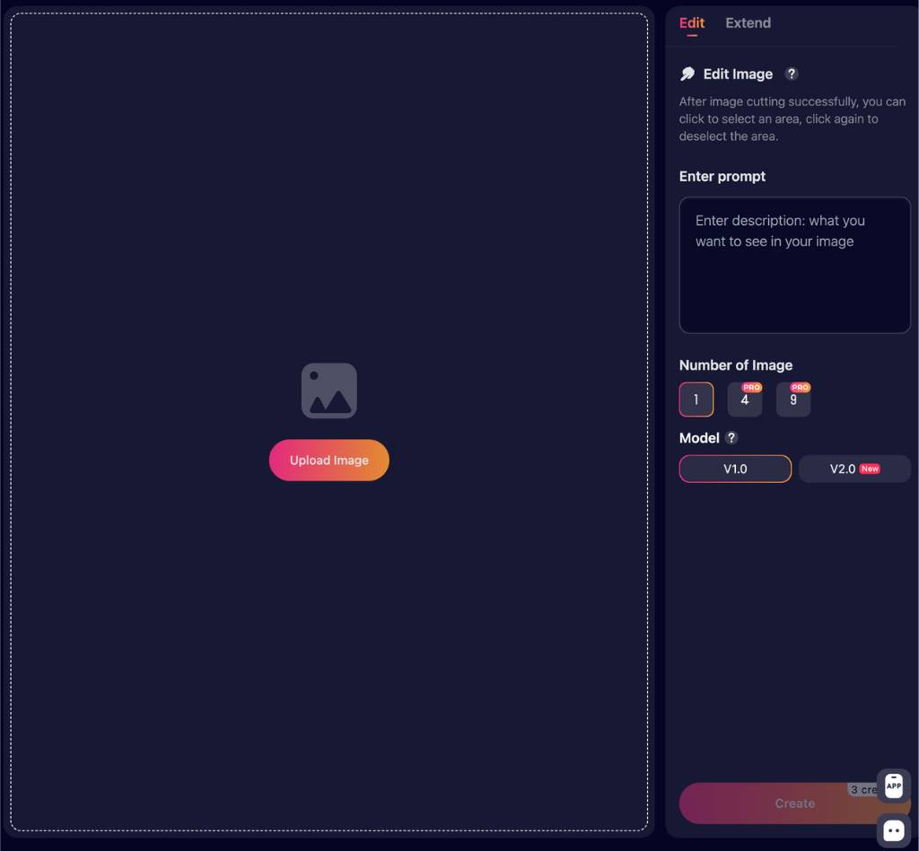 step1 - upload image, enter prompt, select number of images, select model
