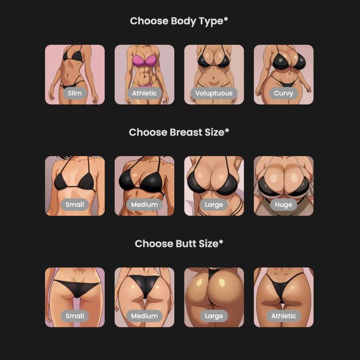 step4 - choose body type, breast size, butt size