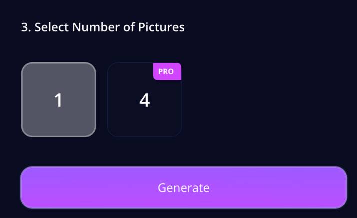 step4 - select number of pictures and generate