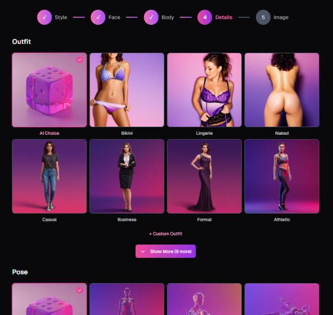 step 4 - choose outfit and pose