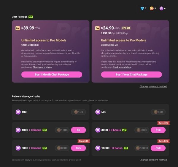 crushon ai token pricing