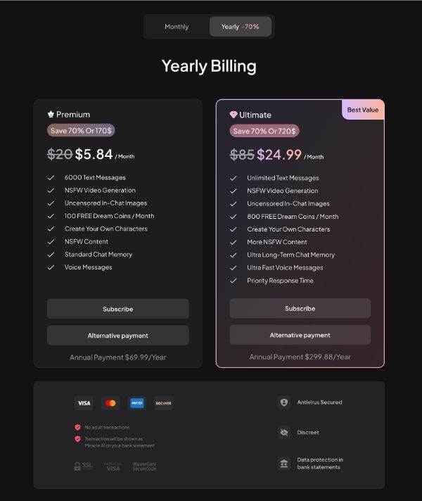 mydreamcompanion subscription pricing