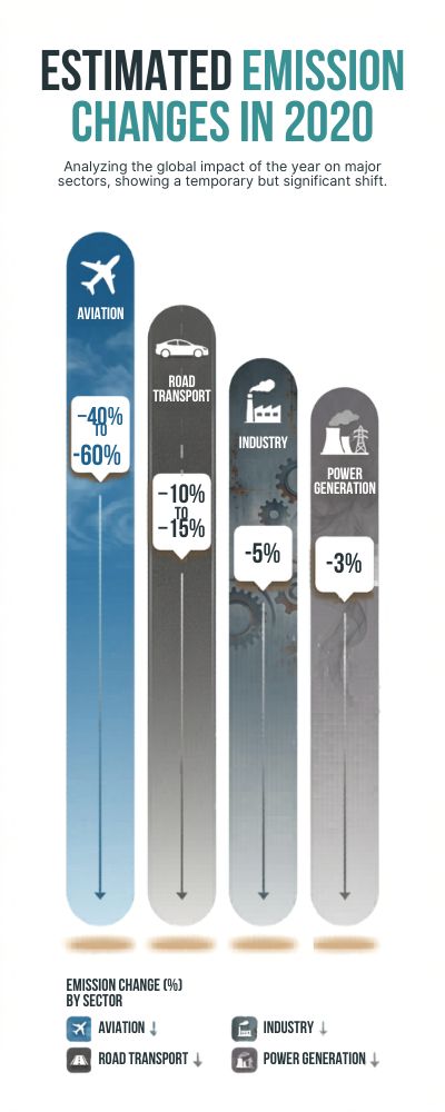 2020 Emission Changes by Sector Infographic