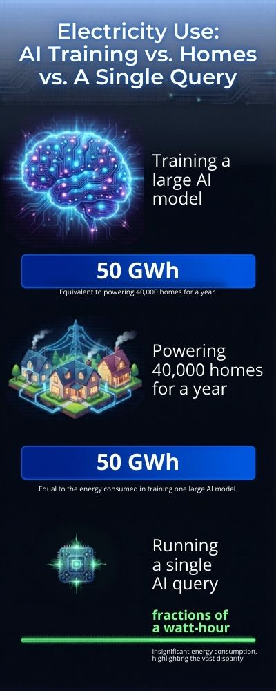 Electricity Use AI vs. Homes vs. Query