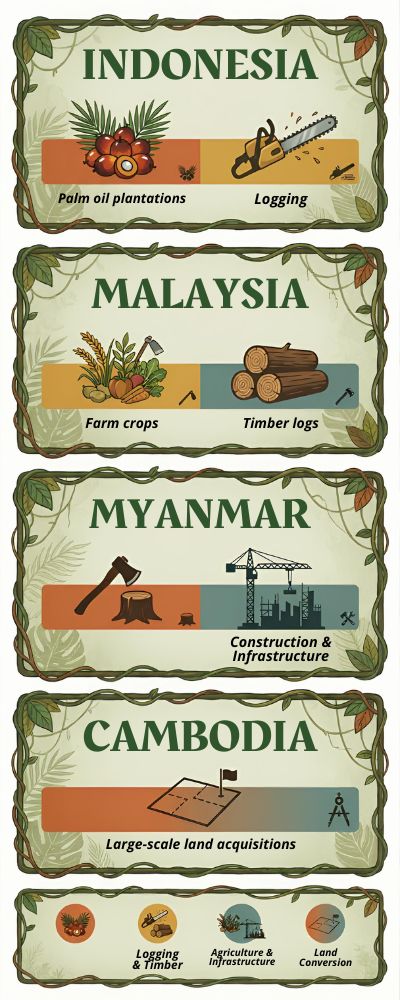 Panel Infographic Forest Loss Drivers by Country
