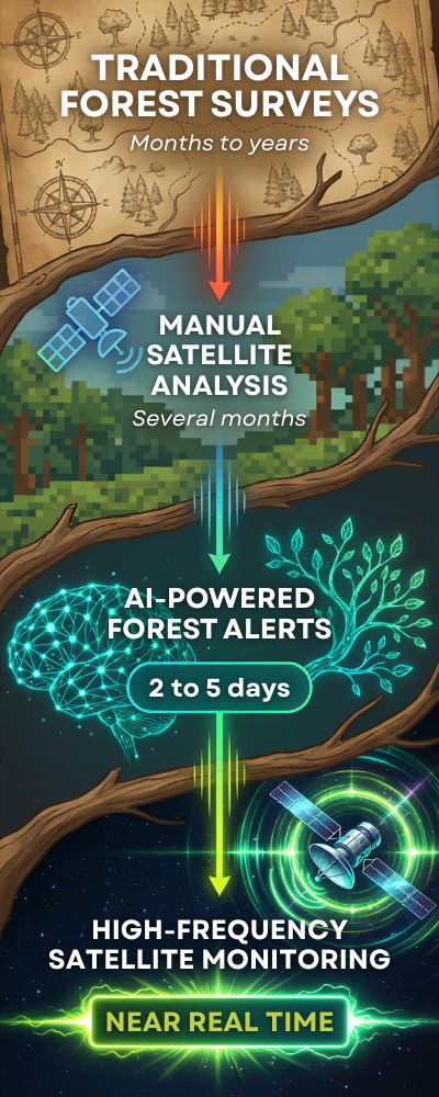 Vertical Infographic on Forest Monitoring Speeds